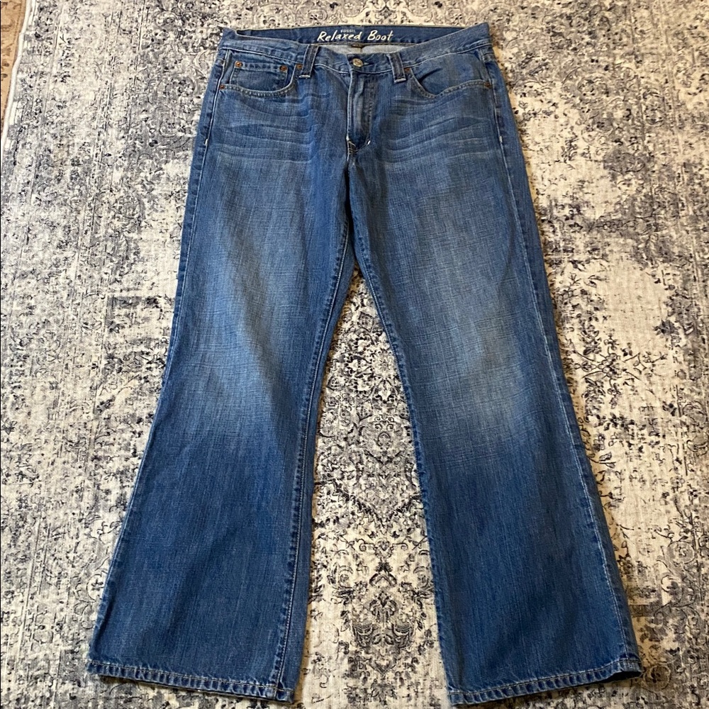 Fossil denim low rise loose boot cut jeans 33 x 29 inseam